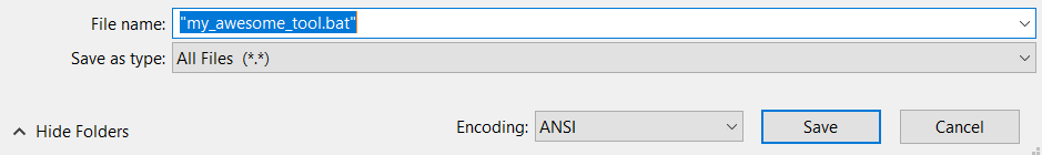 batchfile save as